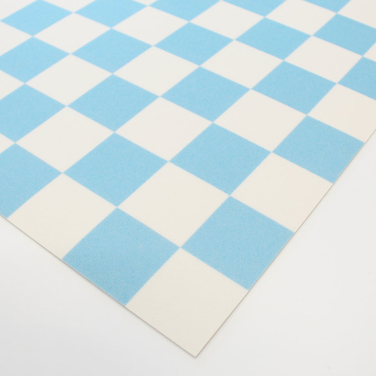 Rectangle Aniayah Checkered Vinyl Indoor / Outdoor Area Rug in Bell Bottom Blue Latitude Run Rug Size: Rectangle 1'8 x 2'6