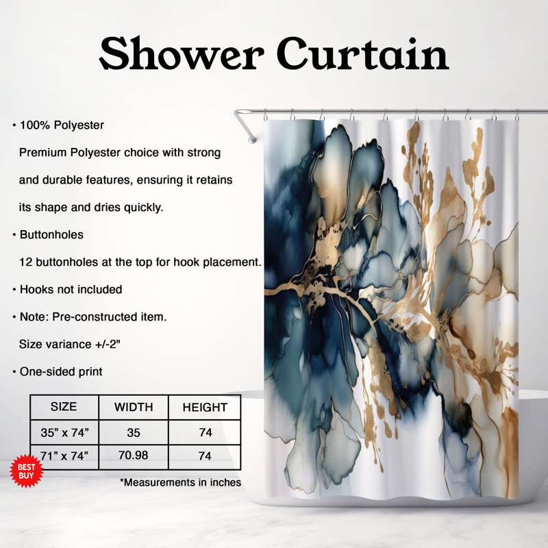 Kielle Abstract Shower Curtain, 74"H x 71"W