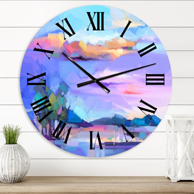 Horloge murale impressionniste avec paysage II