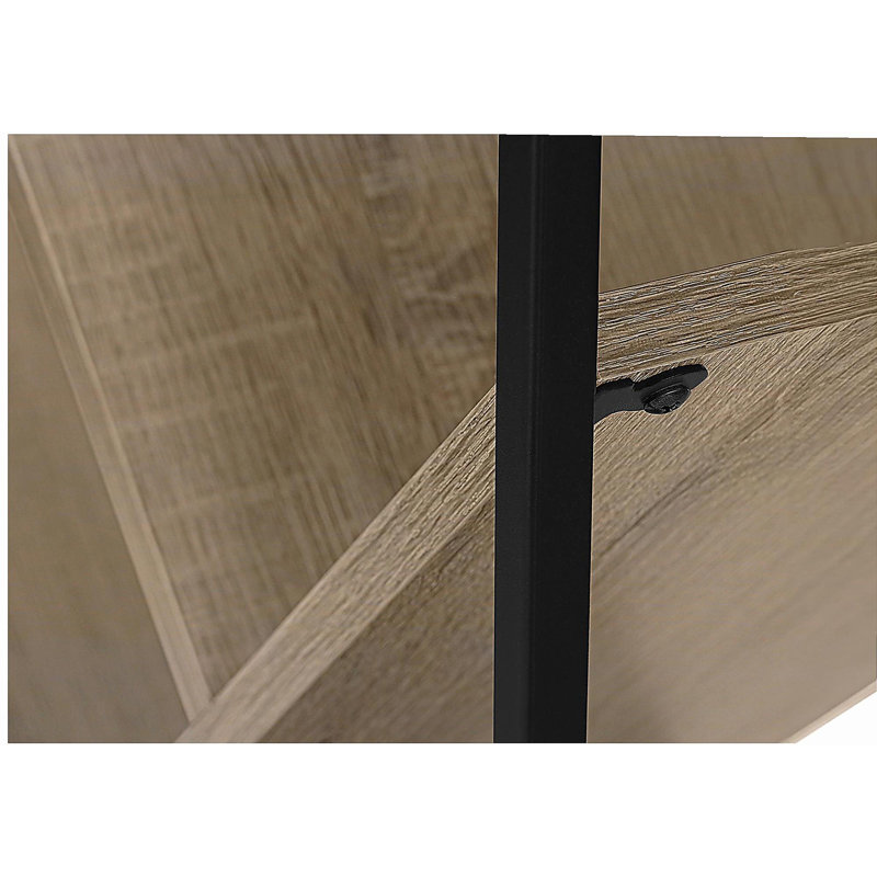 5-tier display shelf with V-shaped slanted shelves, black metal frame, Taupe