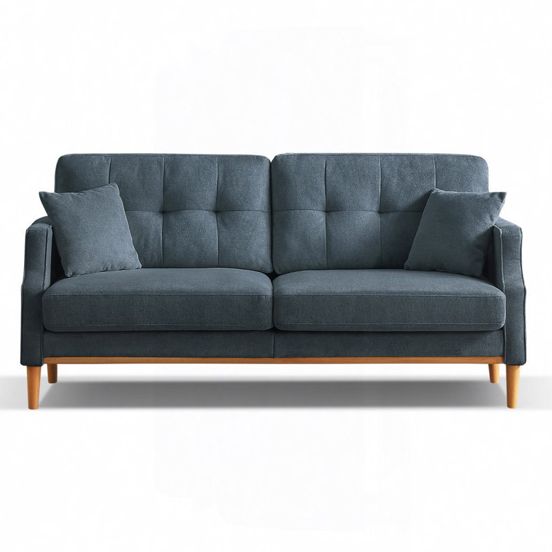 Anwita Recessed Arm Standard Loveseat, Fabric Dark Blue, 35.03" H x 70.1" W x 31.9"D
