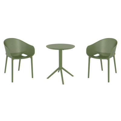 Farrah 24'' Round 2 - Person Bistro Set with Round Stacking Chairs
