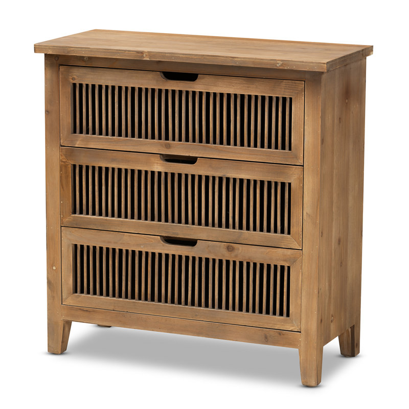 Hintz 3-Drawer Accent Chest in Medium Oak Finished Wood, 30.95'' H X 29.77'' W X 13.24'' D