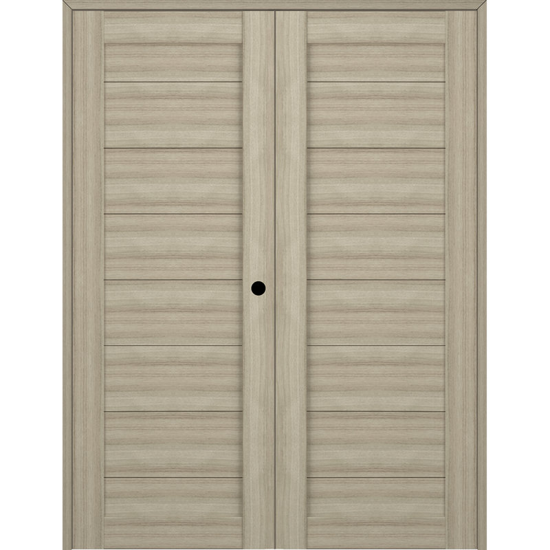Porte française pré-suspendue en bois manufacturé Ermi, Shambor, 55,5 po x 83,23 po, À droite