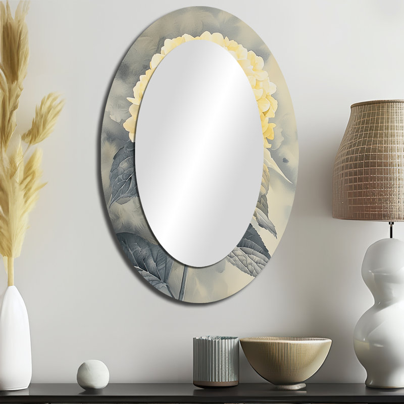 Miroir mural jaune doux Soft Hydrangea Flowers II - Yellow, 36 po x 24 po