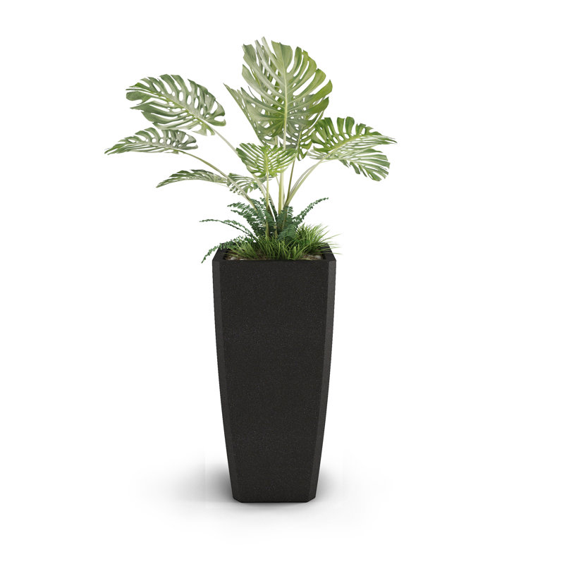 Quartet Concrete Planter, Dark Gray, 36" H x 18" W x 18" D