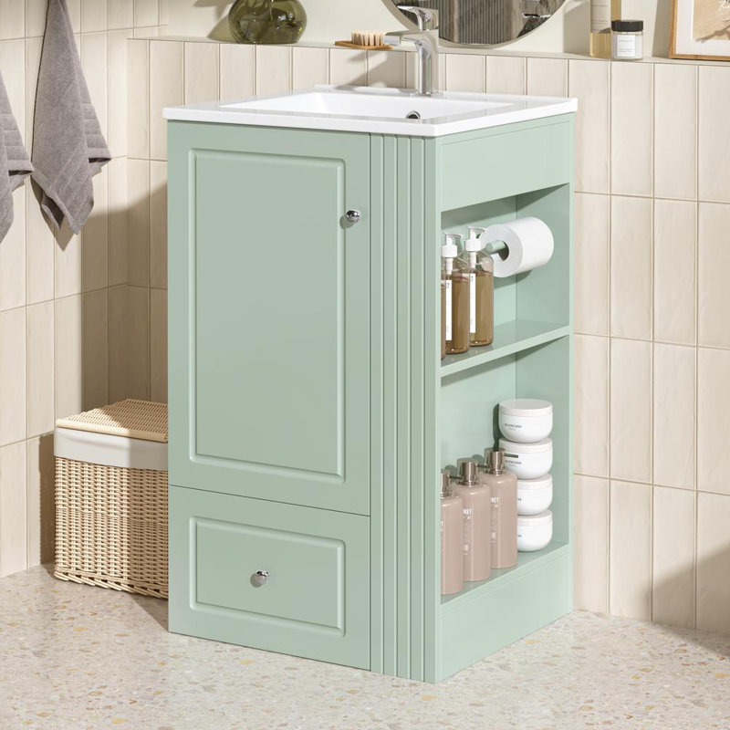 Bathroom Vanity with Ceramic Sink (Green), Green