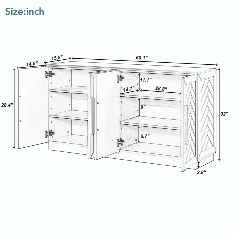 White Wood Console Table with Adjustable Storage Shelves