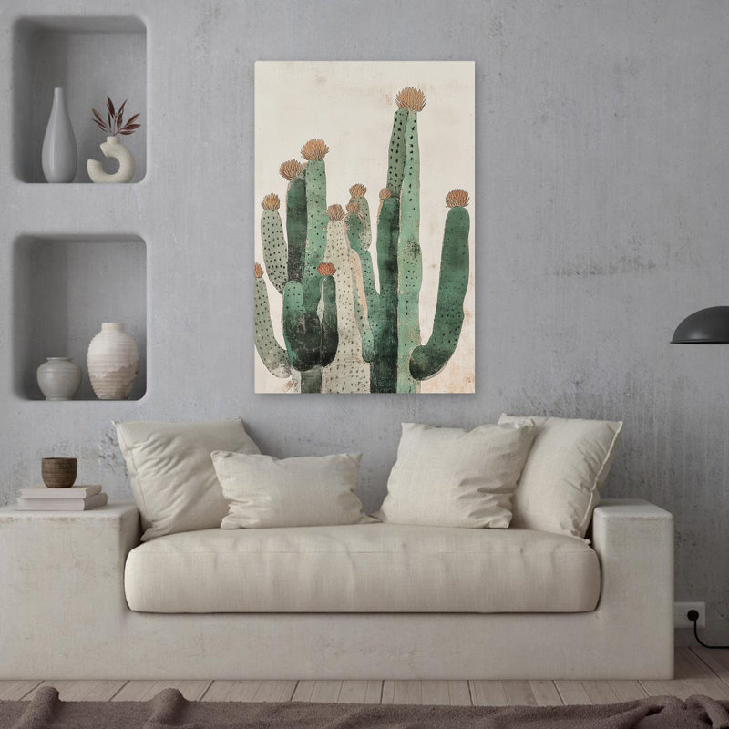 Cactus - grappe de cactus abstraits contemporains de style rustique, H 36 po x l 24 po