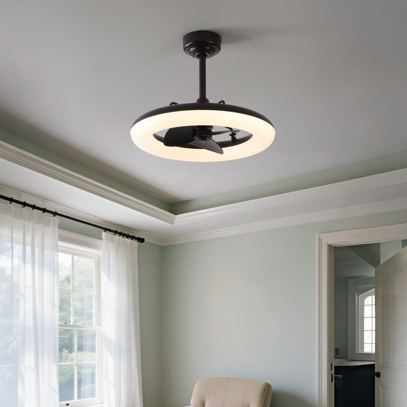 Piero 21.5" Contemporary Minimalist 6-Speed Metal Mobile-App/Remote-Controlled Dimmable Smart Integrated LED Ceiling Fan