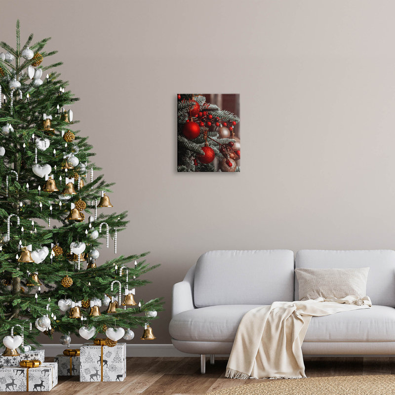 Décoration murale suspendue arbre de Noël rouge par Lil 'Rue, H 20 po x l 16 po x P 1,5 po