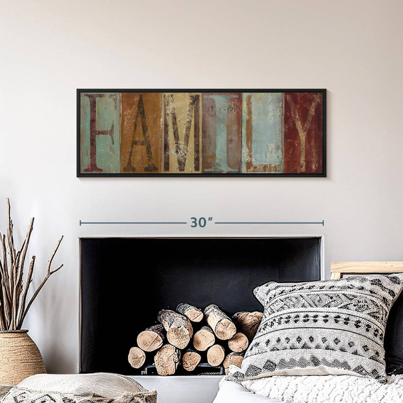 Family Wall Sign, 31" X 11", Floating Frame Black