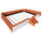 Full Size Velvet Upholstered Daybed with Stairs & Gas Lift Storage Ottoman, Contrast Color, Padded Guardrails, Brown+White-324897669-324897664