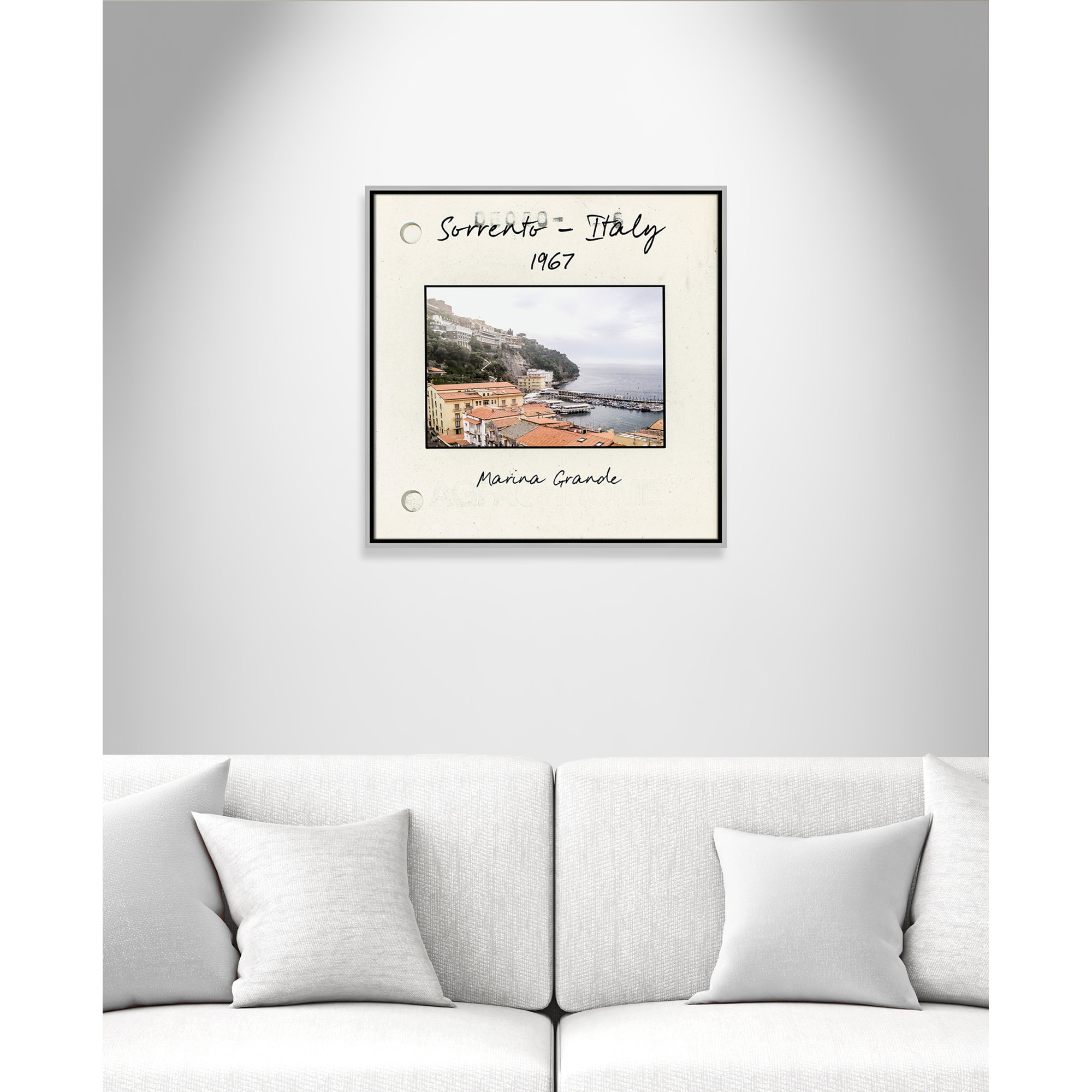 Sorrento Italy - Marina Grande Print by Susan Jill, Silver Floater Framed Canvas, 25.5" H x 25.5" W x 2" D