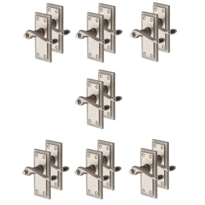 7 Pair Georgian Lever Latch Door Handles in Satin- 107mm x 48mm