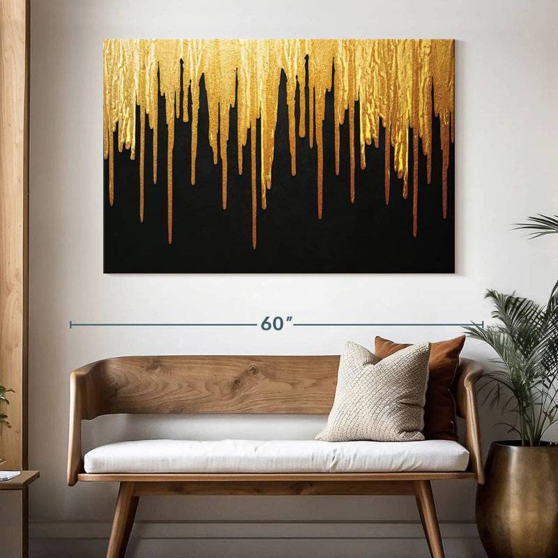 Avery Gold Paint Drip, 34" H x 51" W