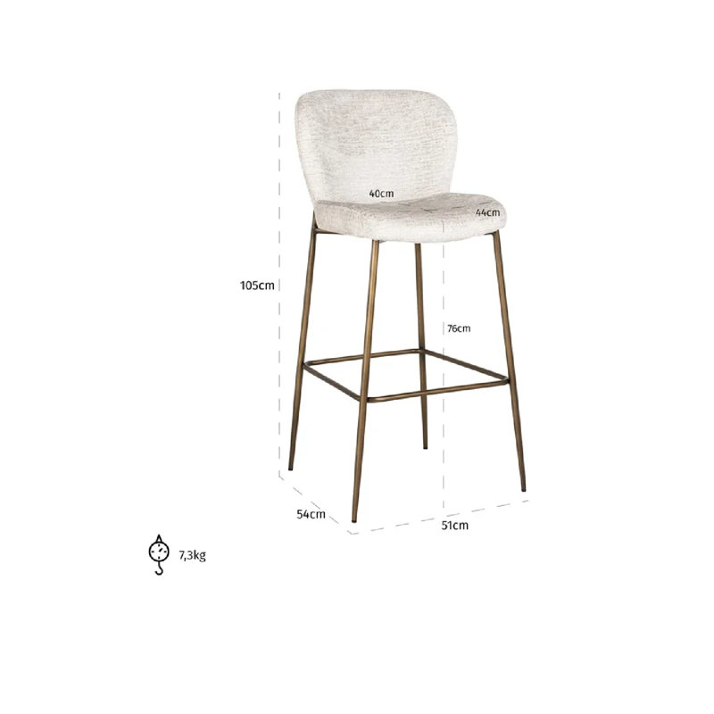Darby Bar Stool, Gold, Cream