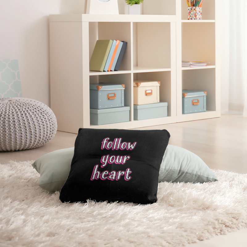 Coussin décoratif intérieur/extérieur de votre coeur, Rose, 26 po x 26 po