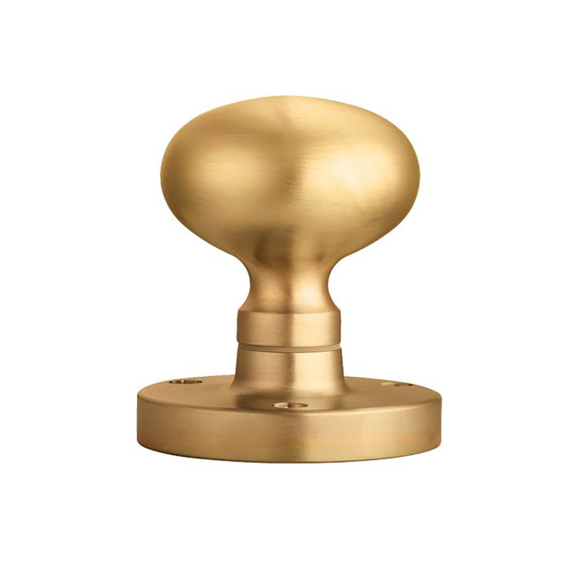 Victorian Passage Door Knob, Satin Brass