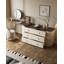 Coiffeuse / meuble-lavabo rétro en bois massif avec armoire de rangement