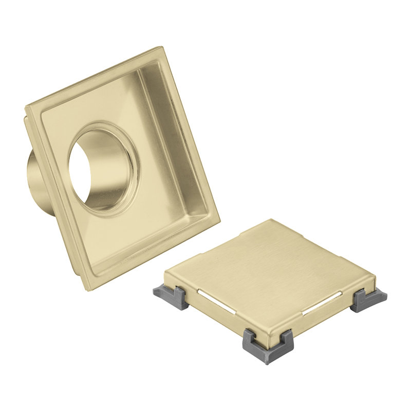 Bonde à grille carrée 4 po DryShield, Or brossé