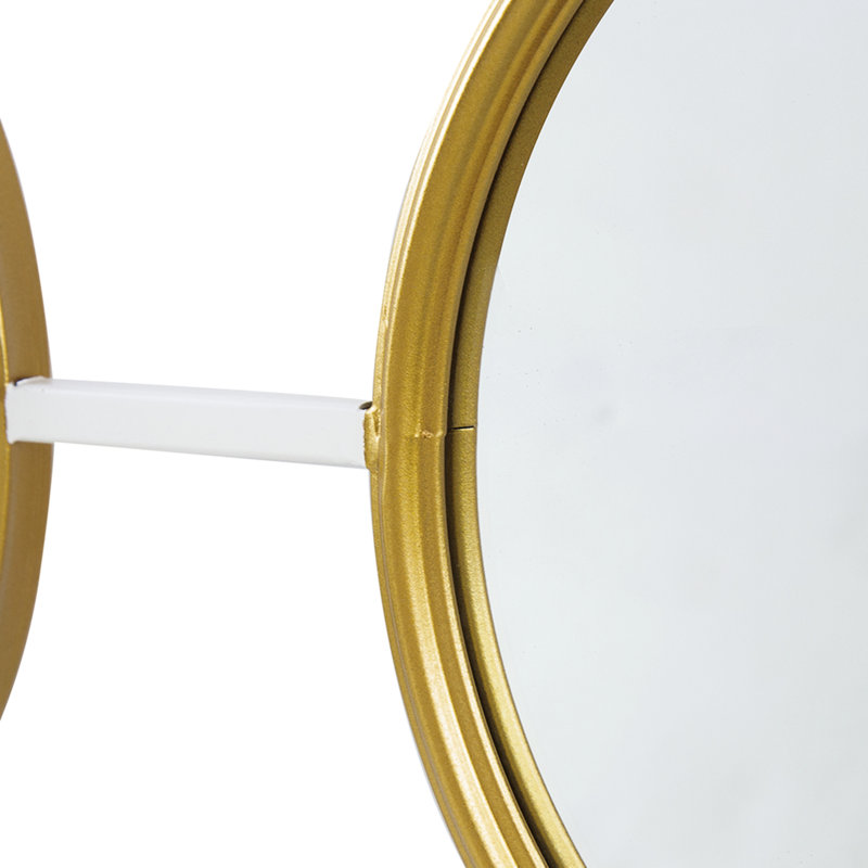 Décoration murale à trois miroirs - Finition or et blanc, style moderne, 40 x 110 cm (15,7 x 43,3 pouces), miroir blanc, chic, 110 x 40 cm (43,3 x 15,7 pouces).