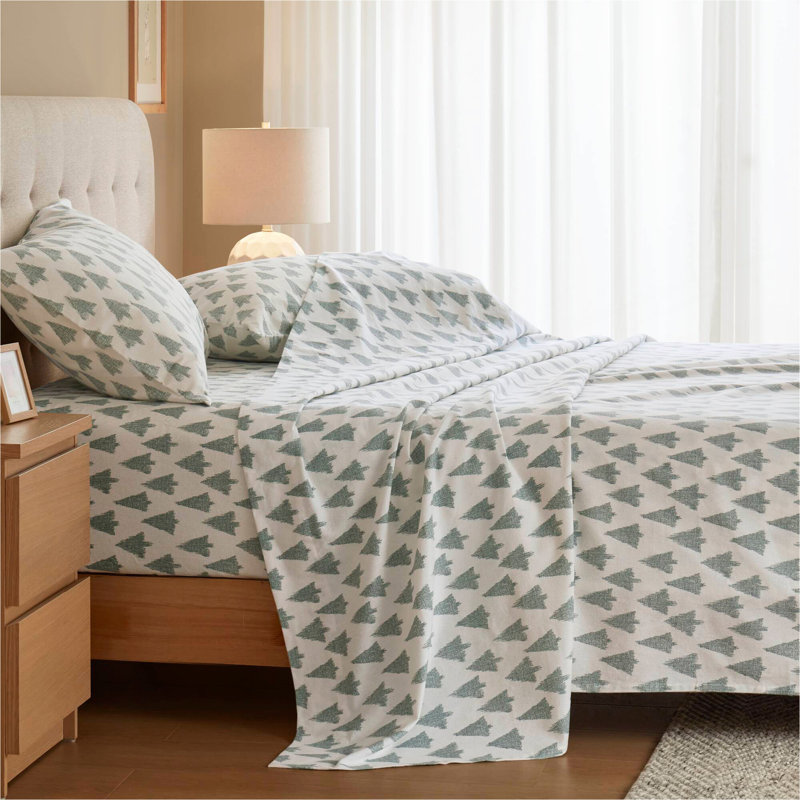 Ensemble de draps 4 pièces 100% coton, ikat, Full Sheet Set with 2 Pillowcases