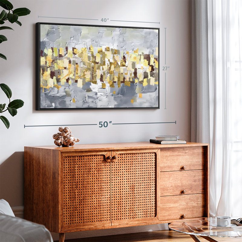 Gold And Silver Abstract Canvas Print, 27" H x 40" W