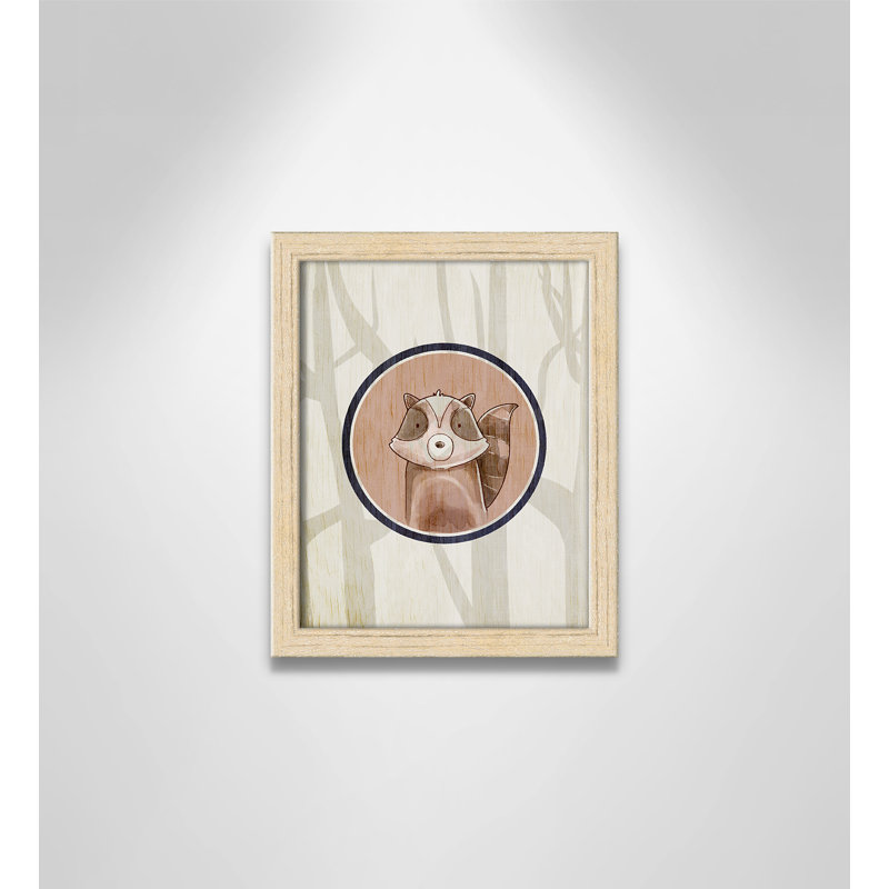 Animaux de la forêt, impression sur papier 1 pi, H 10 po x l 8 po x P 1,18 po, Encadré de boîte beige