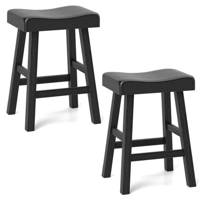 24-inch Modern Solid Wood Saddle Stools With Curved Seats Footrests