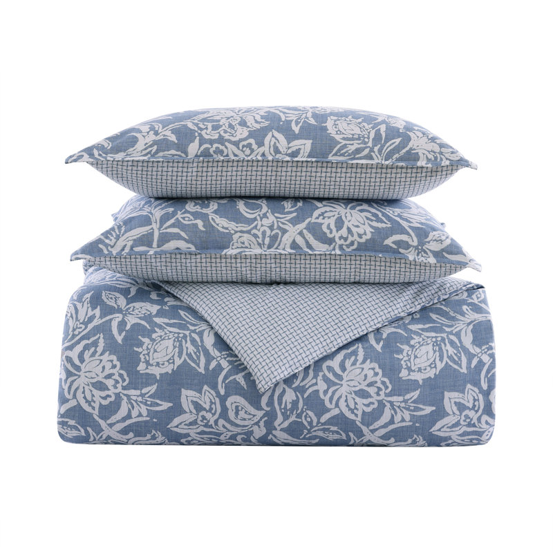 Twin Blue Mirage Cotton Reversible Comforter Set