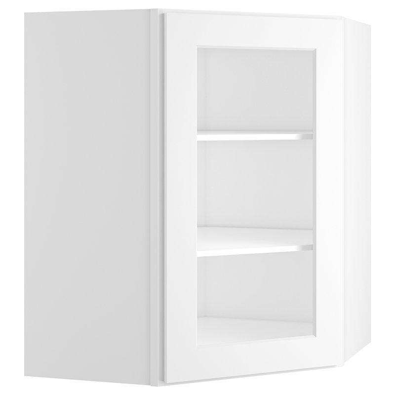 30 in. W x 16 in. D x 72 in. H in White Assemble Floor Diagonal Kitchen Cabinet with 4 Doors for Dining Room