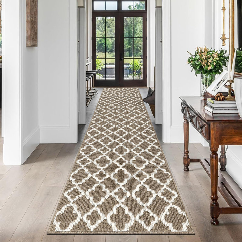 Tapis de cuisine large et long avec tapis de cuisine lavable, Tapis de couloir 2 pi x 10 pi, Brun
