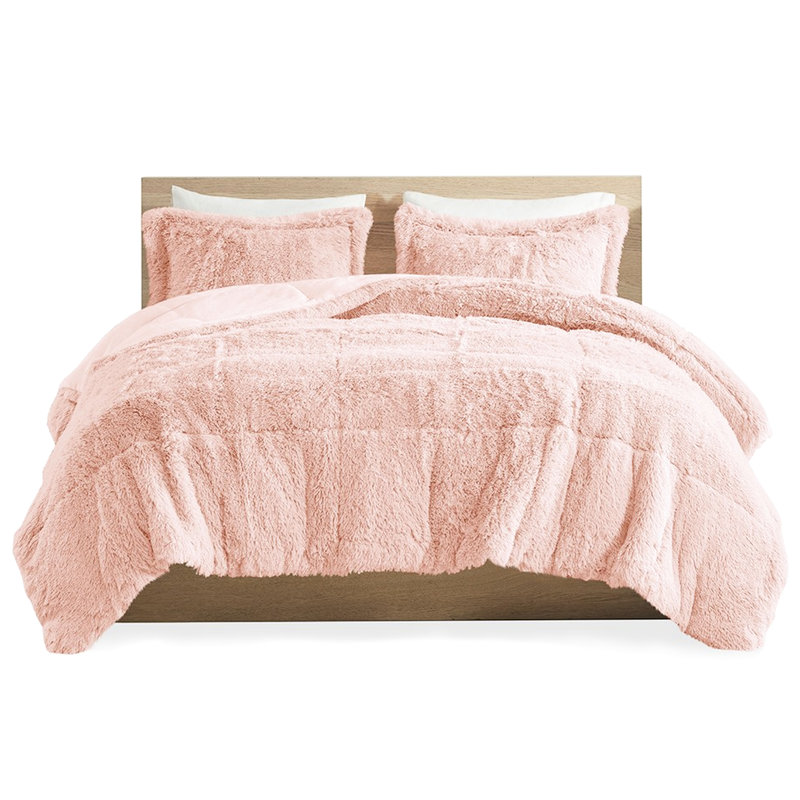 Twin/Twin Xl Shaggy Fur Comforter - Blush Magnificent Interior