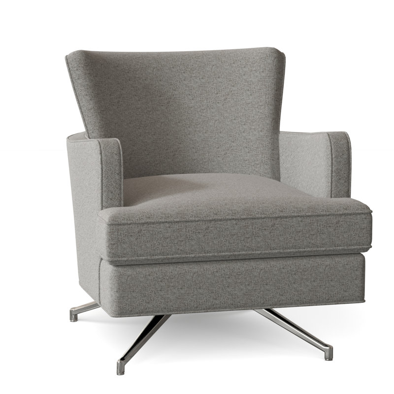 Kyle 28.5" W Swivel Armchair, Nickel, 3162 Straw