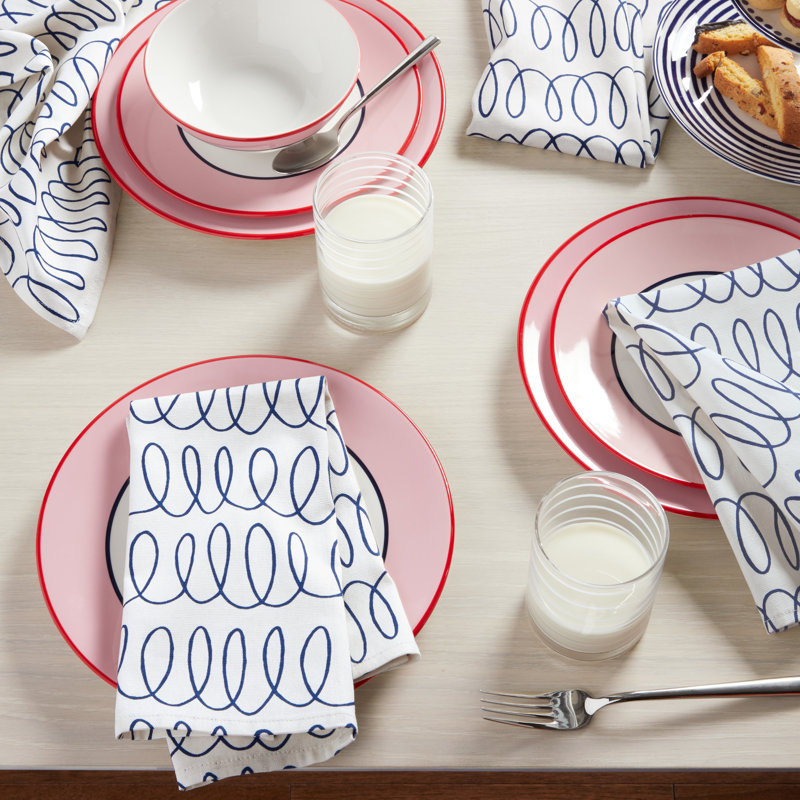 Loop And Dot 100% Cotton Square, Blue/White