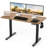 47.3" T-Shape Light Rustic Brown Electric Height Adjustable Standing Desk, Ergonomic Dual Monitor Workstation with 3 Height Memory Presets, Headphone Hook, Easy Assembly for Home Office, Bedroom & Study-828344440-828344436