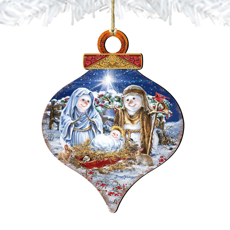 Ornement en bois «Snow Family Nativité» par Gelsinger