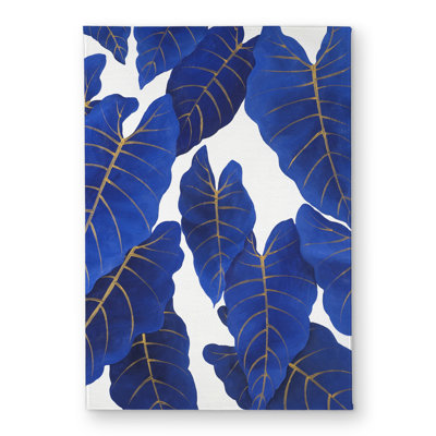 Tropical Abstract Blue Leaves Door Mat - Bedroom Decor