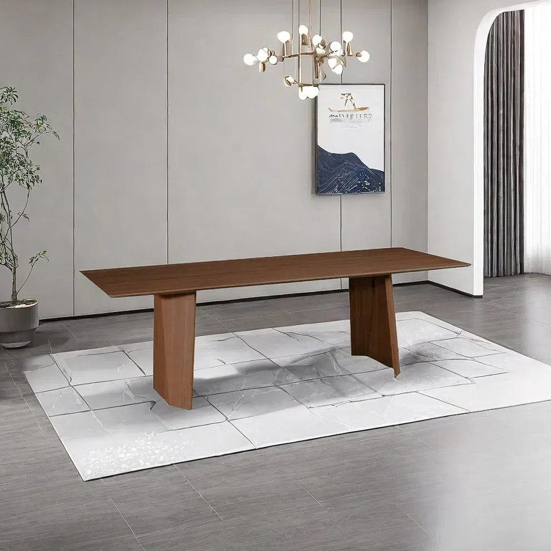 All solid wood rectangular dining table, 29.52"H x 70.86"L x 35.43"W, Dark Brown