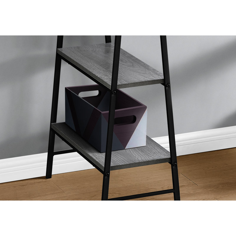 Bureau d'ordinateur personnel avec tablettes en stratifié gris de 48 po et pieds en métal noir, cadre de rangement à finition contemporaine