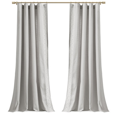 Lush Decor Luxury Modern Square Embroidery Border Semi-Sheer Single Curtain Panel