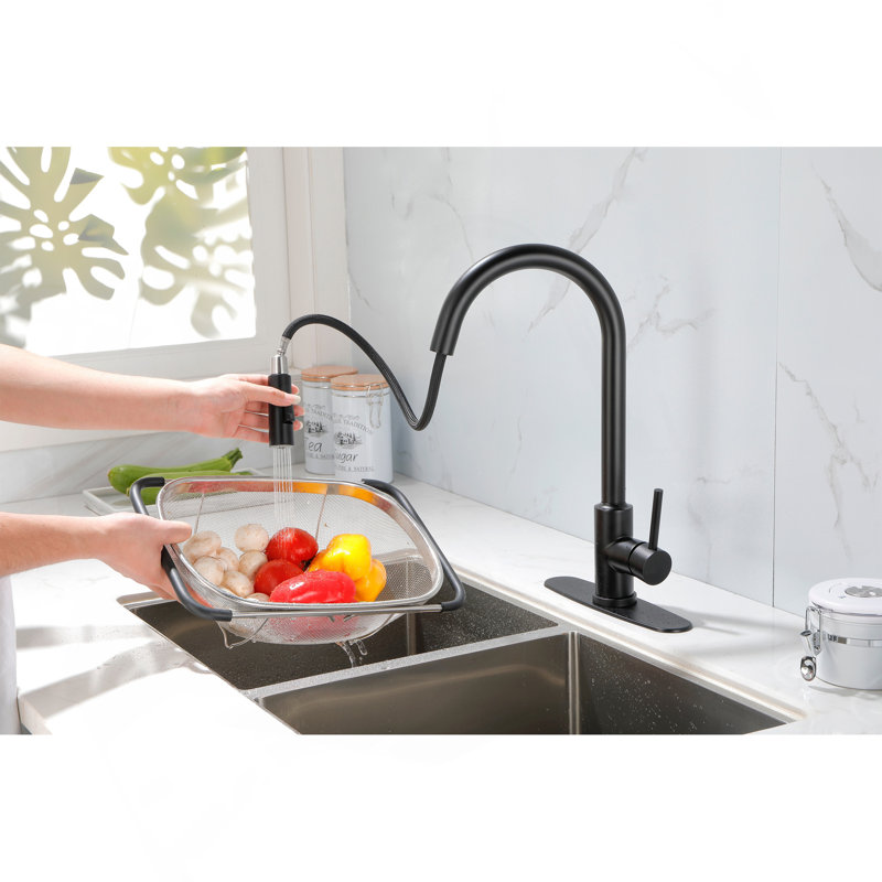 Kitchen Faucet With Pull Down Sprayer, Matte Black