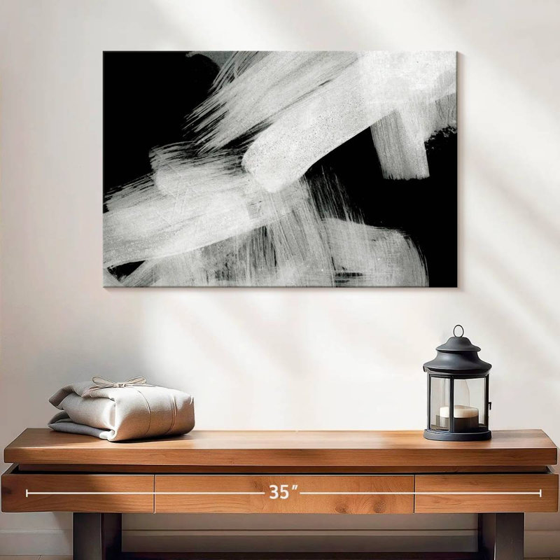 «Black and White Abstract», reproduction sur toile, H 16 po x l 24 po x P 1,25 po
