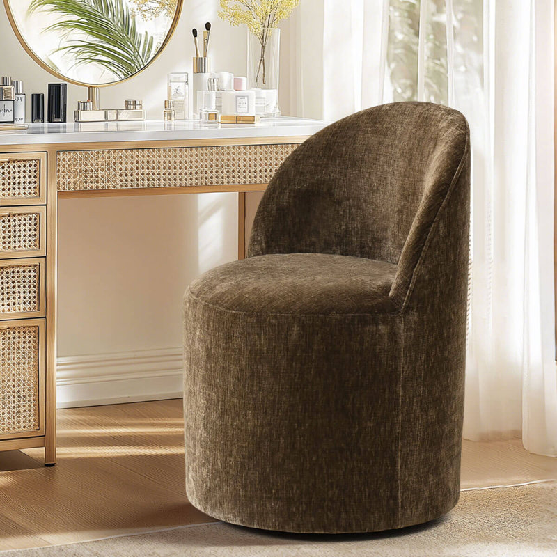 Meuble-lavabo pivotant avec roulettes cachées Chenille, Brun