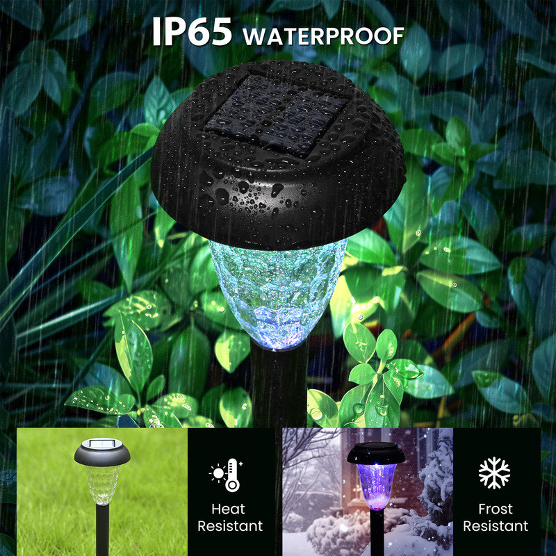 Paquet de 8 lumières solaires de sentier, changement de couleur RVB, lumières solaires étanches IP65 pour jardin, pelouse et paysage