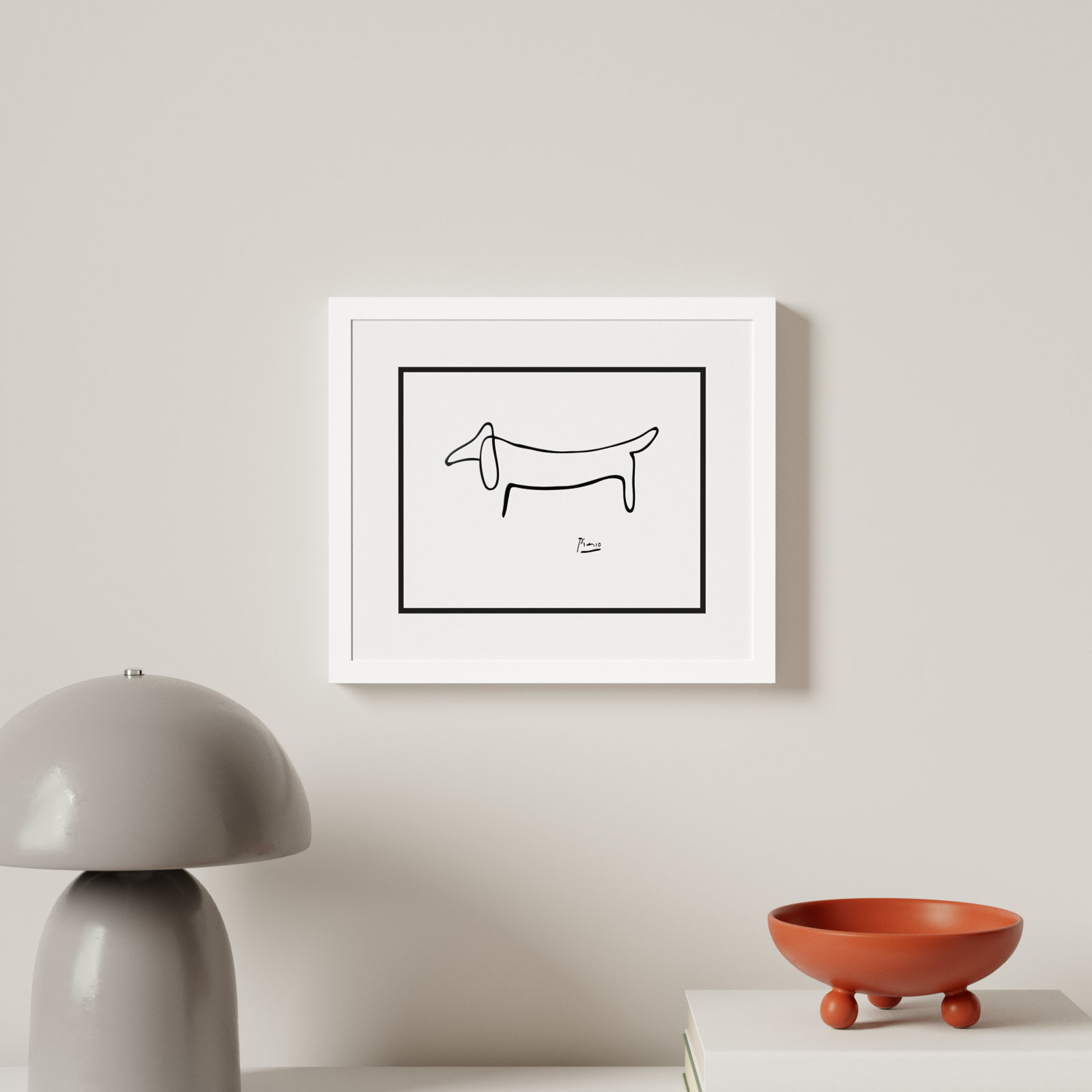 Midtown "Le Chien (The Dog)" Print, 13.25" H x 15.25" W x 0.75" D, Svelte Matte White