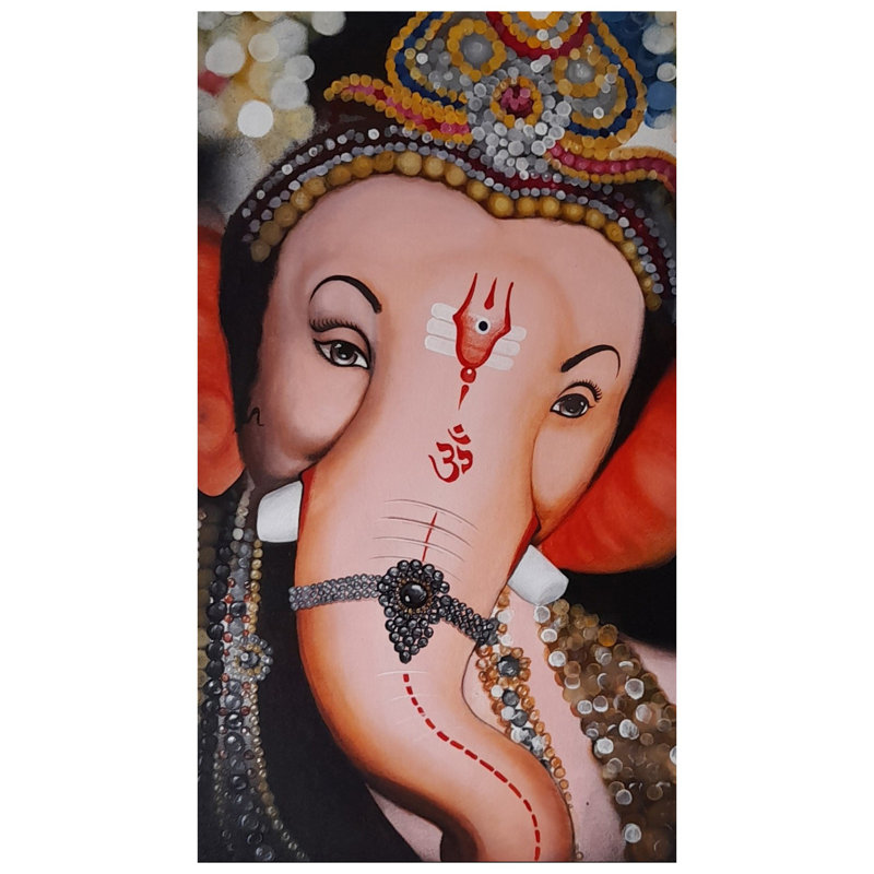 Le visage Ganpati | Acrylique sur toile | Par Sanskaar Singh