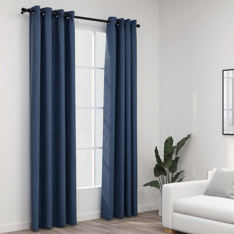 Chaarvi Blackout Curtain Pair, 140cm Width x 225cm Drop, Blue