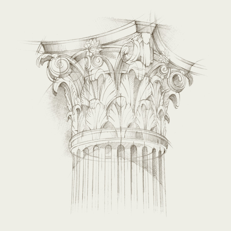" UA CH Column Schematic IV ", 20" H x 20" W x 1.25" D